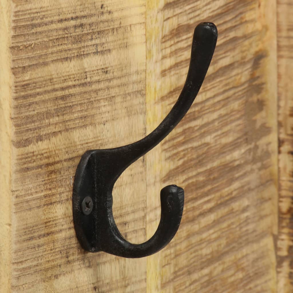 Percheros de pared 2 uds madera maciza de mango 36x110x3 cm