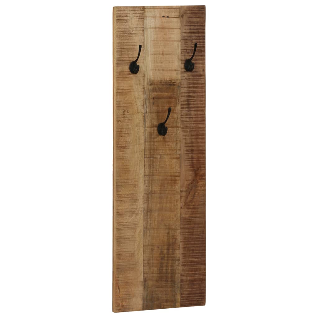 Percheros de pared 2 uds madera maciza de mango 36x110x3 cm