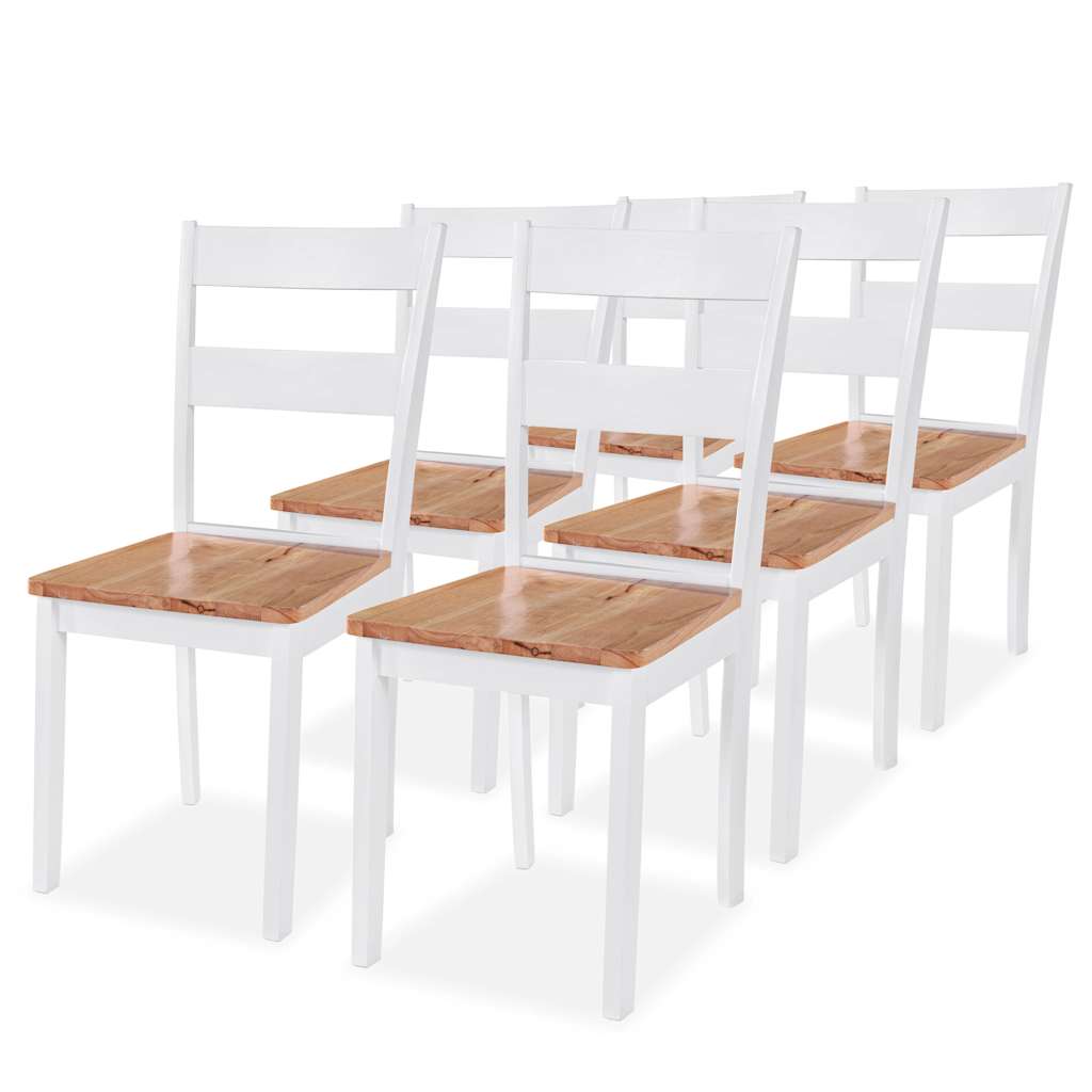 Sillas de comedor 6 unidades madera maciza de caucho blanco