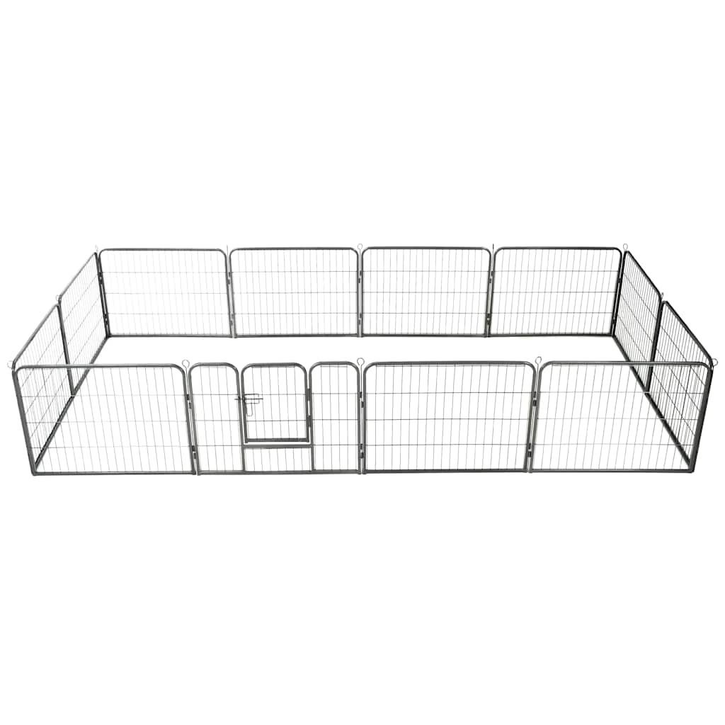 Corral para perros 12 paneles de acero 80x60 cm negro