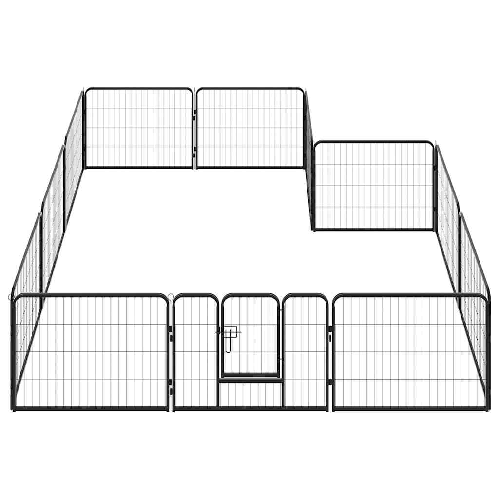 Corral para perros 12 paneles de acero 80x60 cm negro