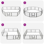 Corral para perros 12 paneles de acero 80x60 cm negro