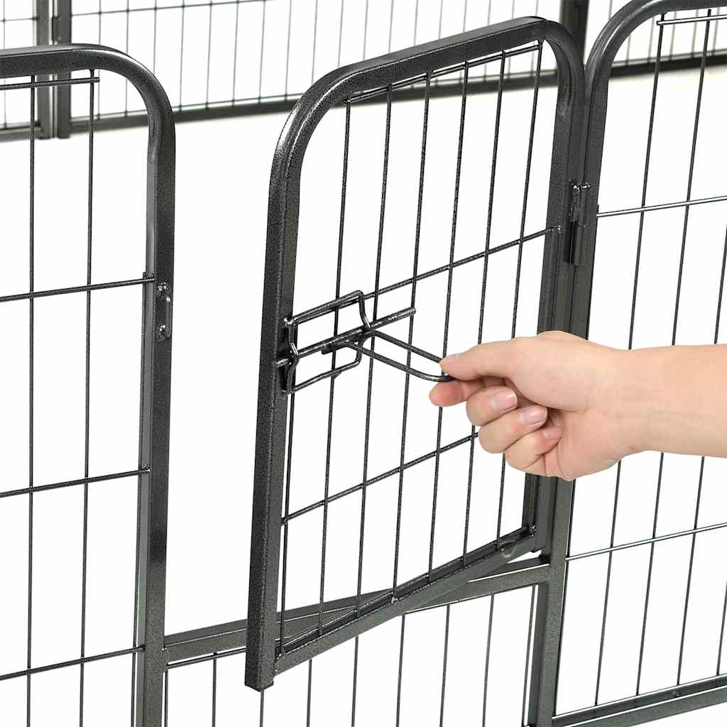 Corral para perros 12 paneles de acero 80x60 cm negro