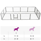 Corral para perros 12 paneles de acero 80x60 cm negro
