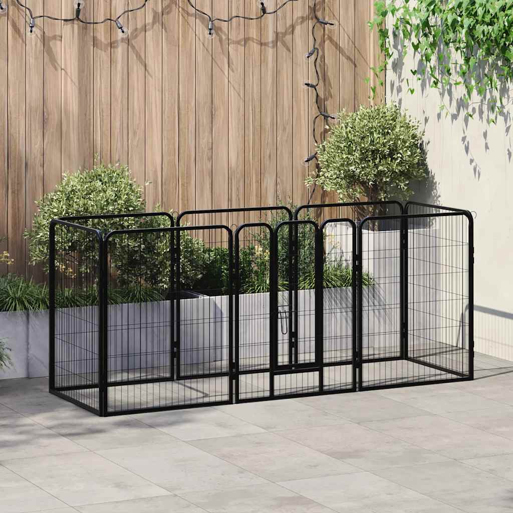 12-panel black steel dog playpen 80x60 cm