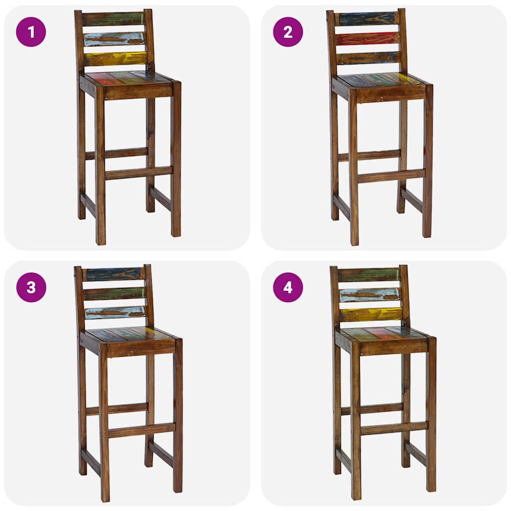 Taburetes de cocina 2 unidades madera maciza reciclada