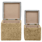 Conjunto de otomanas 2 piezas hierba marina gris