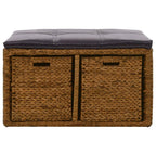 Banco con 2 cestas hierba marina 71x40x42 cm marrón
