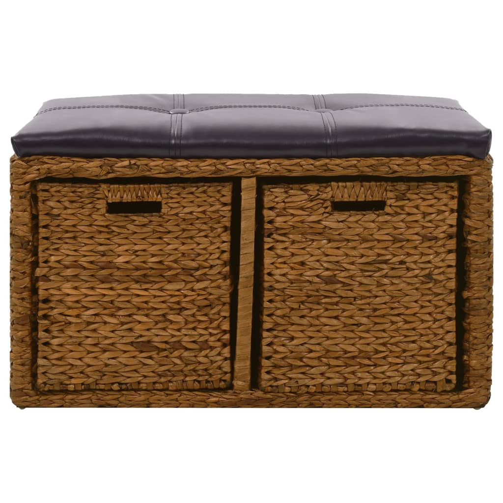 Banco con 2 cestas hierba marina 71x40x42 cm marrón