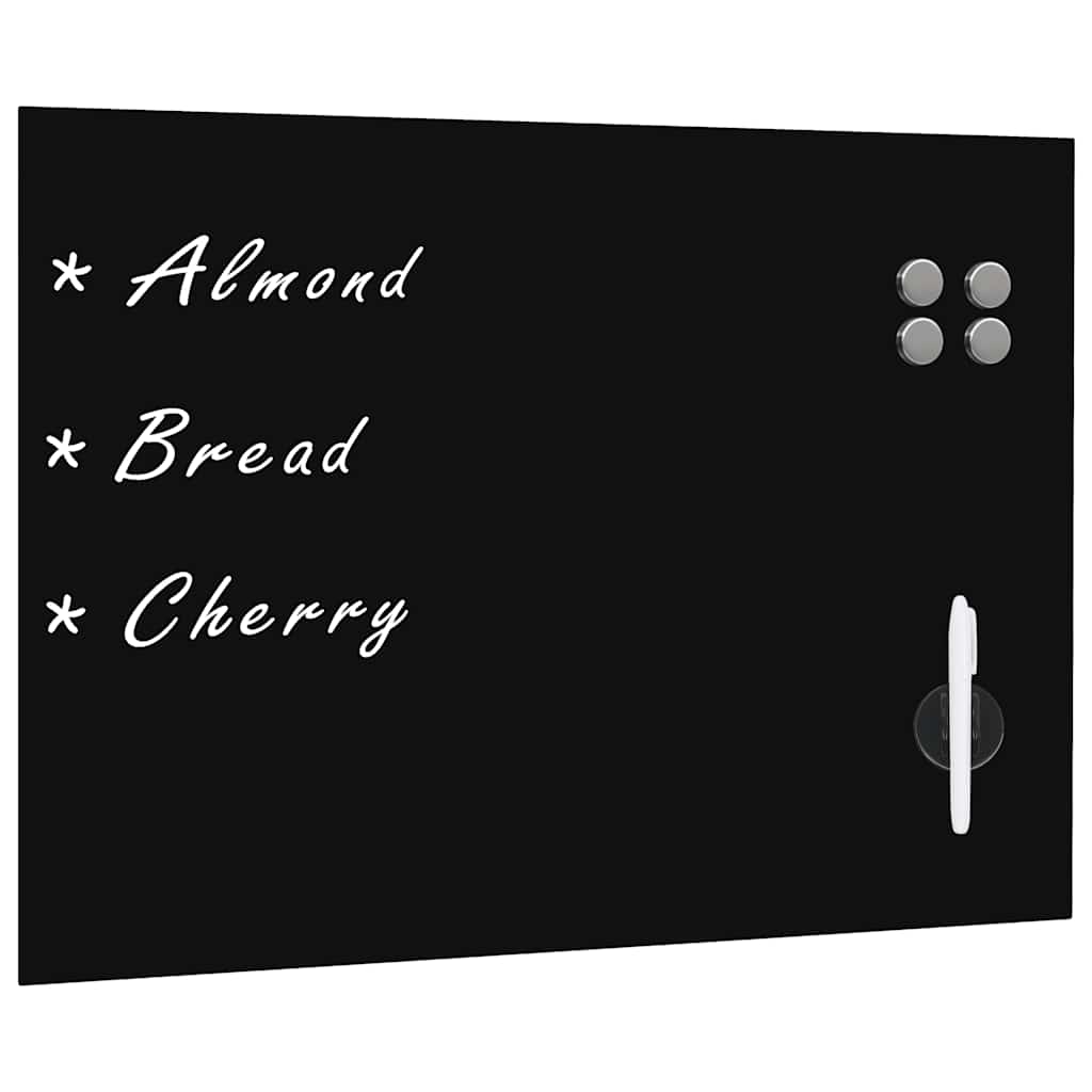 Pizarra magnética de pared negra vidrio 100x60 cm