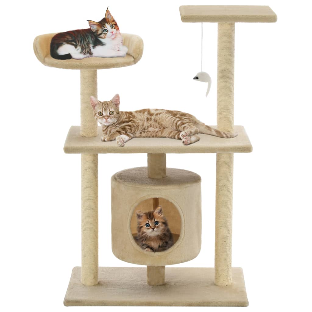 Rascador para gatos con poste de sisal negro y blanco 203 cm