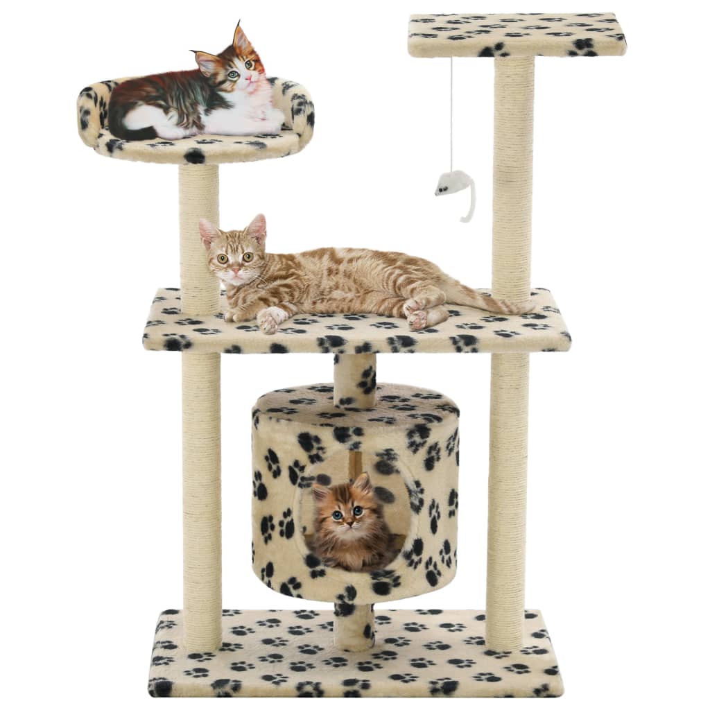 Rascador para gatos con poste de sisal 60 cm beige