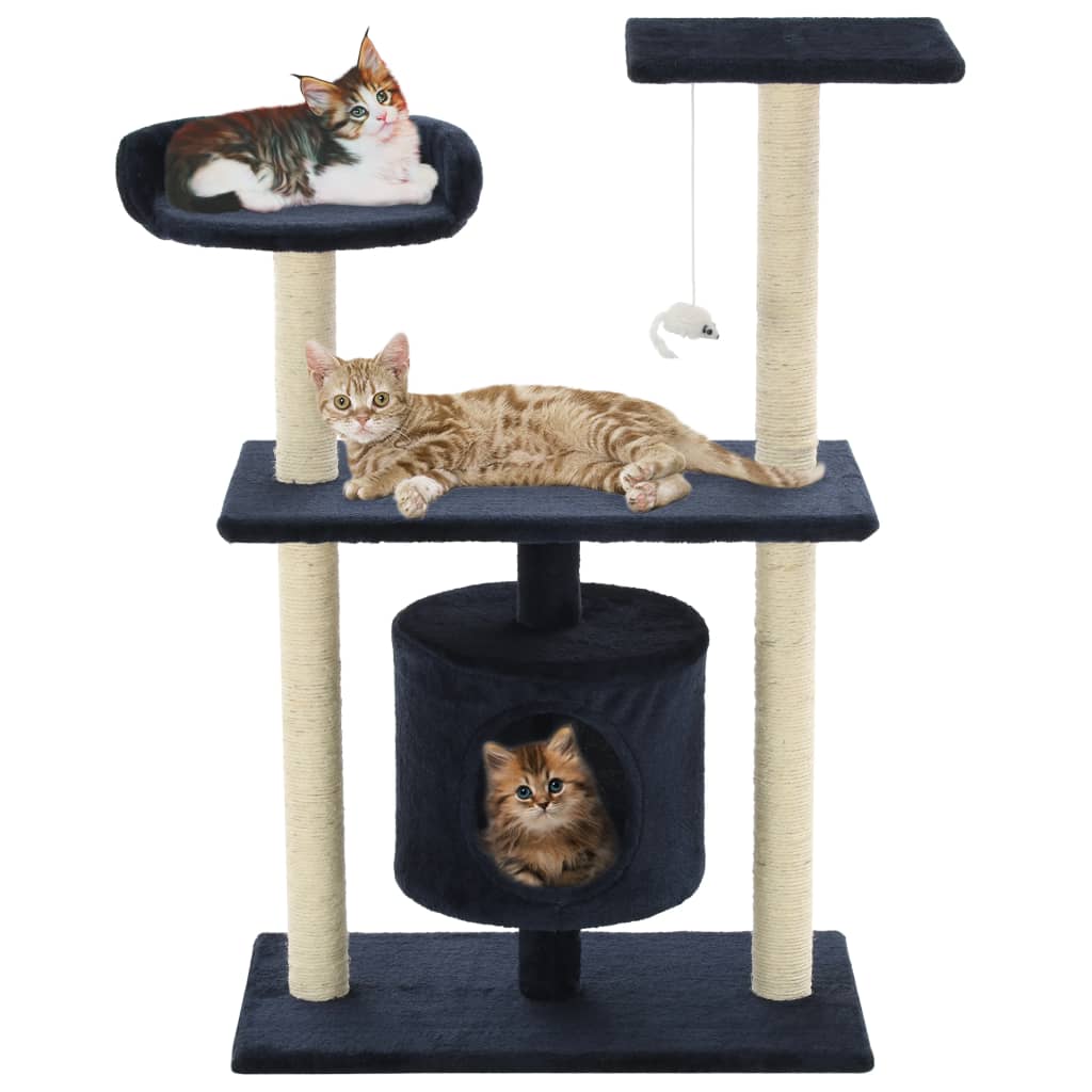 Rascador para gatos con poste de sisal negro y blanco 203 cm