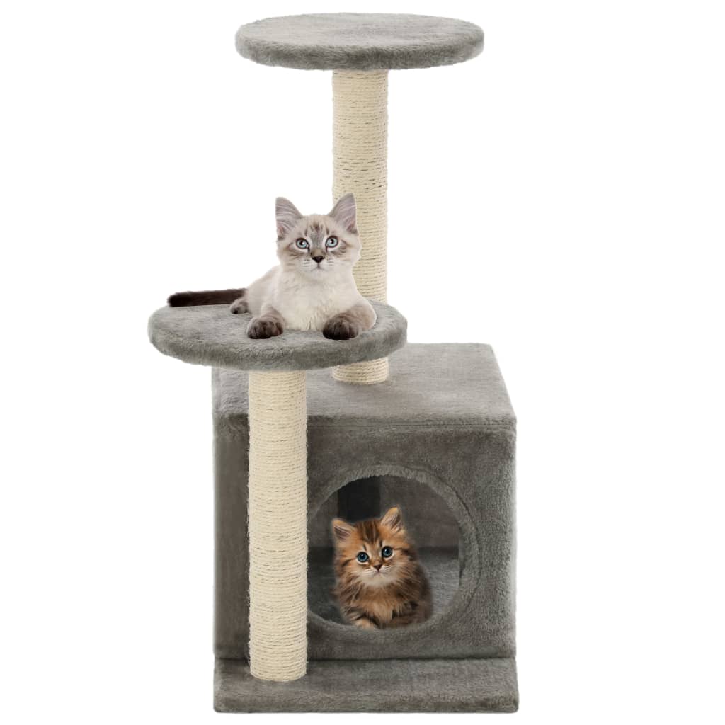 Rascador para gatos con poste de sisal negro y blanco 203 cm