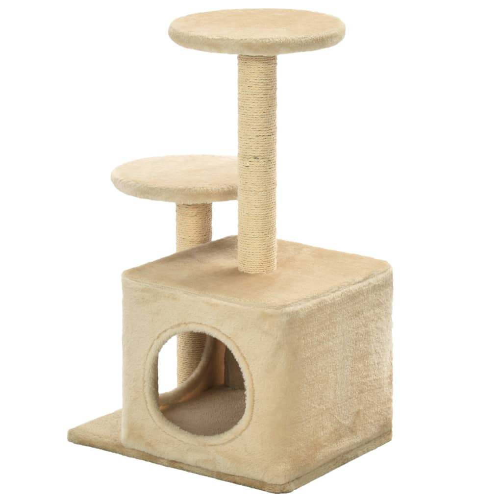 Rascador para gatos con poste de sisal 60 cm beige