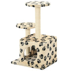 Rascador para gatos con poste de sisal huellas beige 60 cm