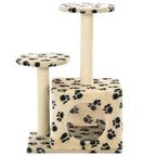 Rascador para gatos con poste de sisal huellas beige 60 cm