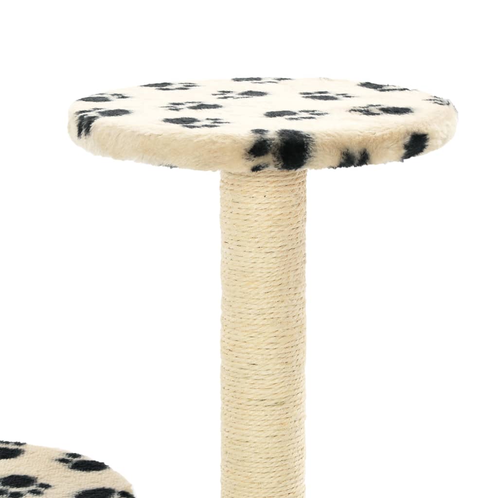 Rascador para gatos con poste de sisal huellas beige 60 cm
