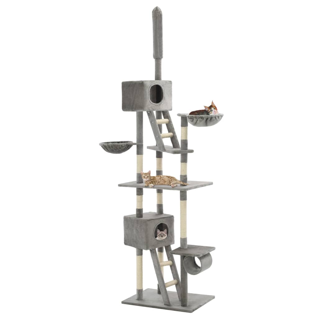 Rascador para gatos con poste de sisal negro y blanco 203 cm