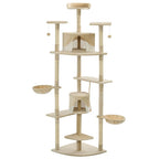 Rascador para gatos con poste de sisal 203 cm beige y blanco