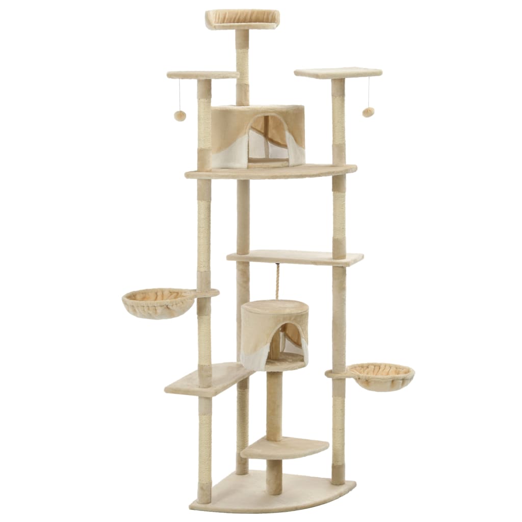 Rascador para gatos con poste de sisal 203 cm beige y blanco