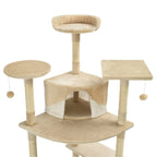 Rascador para gatos con poste de sisal 203 cm beige y blanco