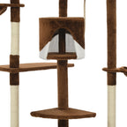 Rascador para gatos con poste de sisal marrón y blanco 203 cm