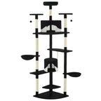 Rascador para gatos con poste de sisal negro y blanco 203 cm
