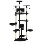 Rascador para gatos con poste de sisal negro y blanco 203 cm