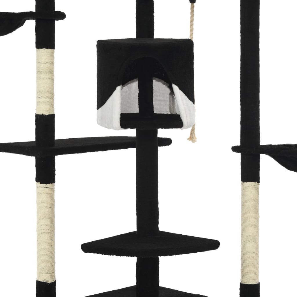 Rascador para gatos con poste de sisal negro y blanco 203 cm