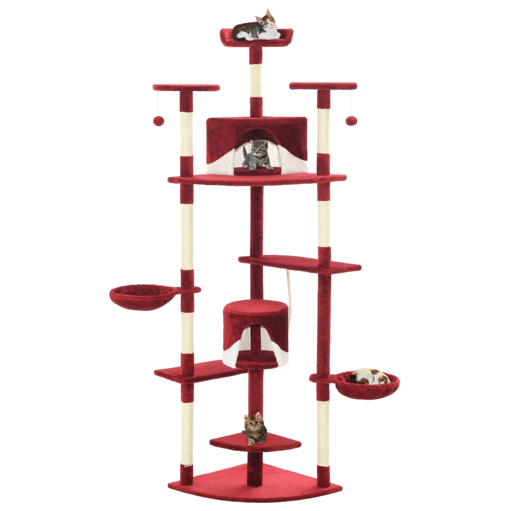Rascador para gatos con poste de sisal negro y blanco 203 cm