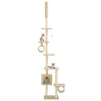 Rascador para gatos con poste de sisal negro y blanco 203 cm