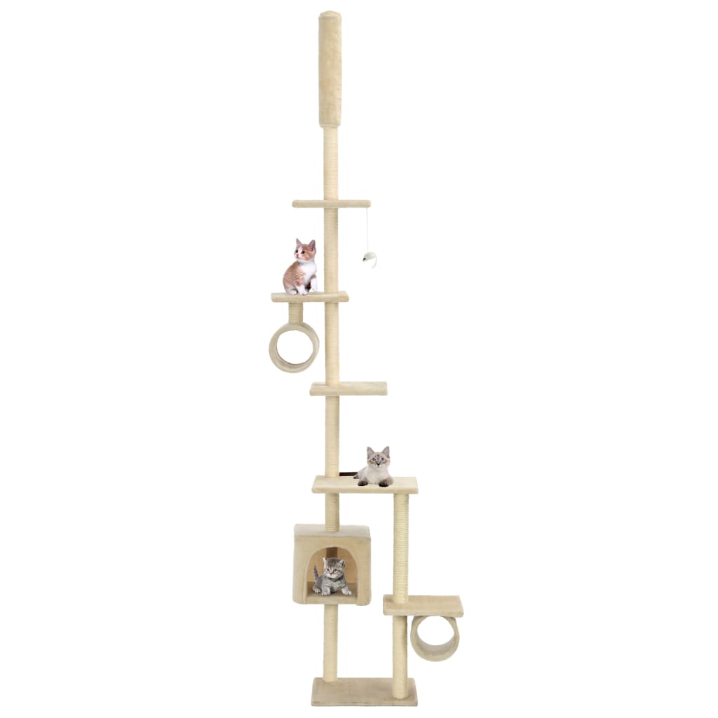 Rascador para gatos con poste de sisal negro y blanco 203 cm