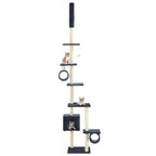 Rascador para gatos con poste de sisal negro y blanco 203 cm