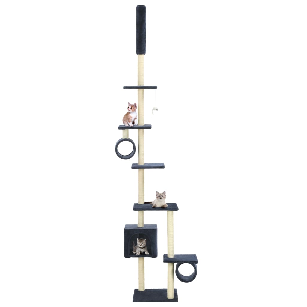 Rascador para gatos con poste de sisal negro y blanco 203 cm
