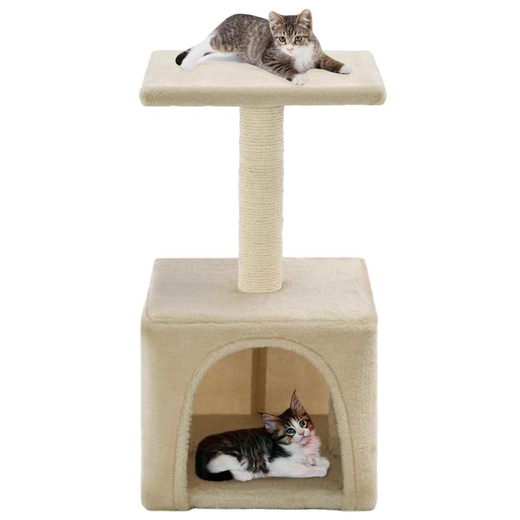 Rascador para gatos con poste de sisal 40 cm beige y marrón