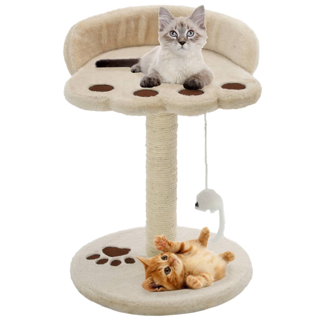 Rascador para gatos con poste de sisal 105 cm huellas gris