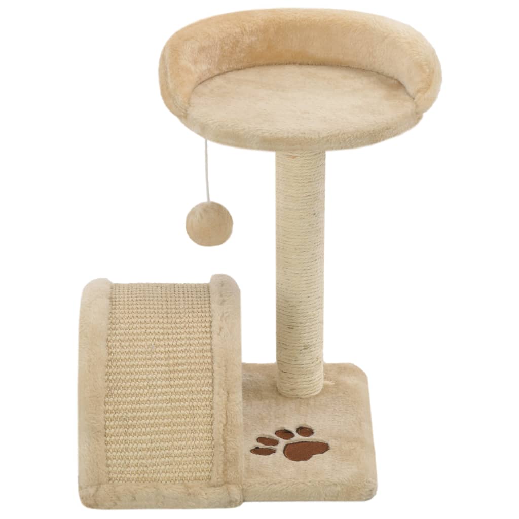 Rascador para gatos con poste de sisal 40 cm beige y marrón
