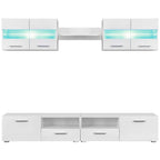Mueble de salón de TV con luces LED blanco brillante 5 piezas