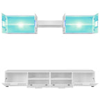Mueble de salón de TV con luces LED blanco brillante 5 piezas