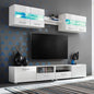 High-gloss white TV living room unit with LED lights 5 pieces