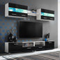 High-gloss white TV living room unit with LED lights 5 pieces