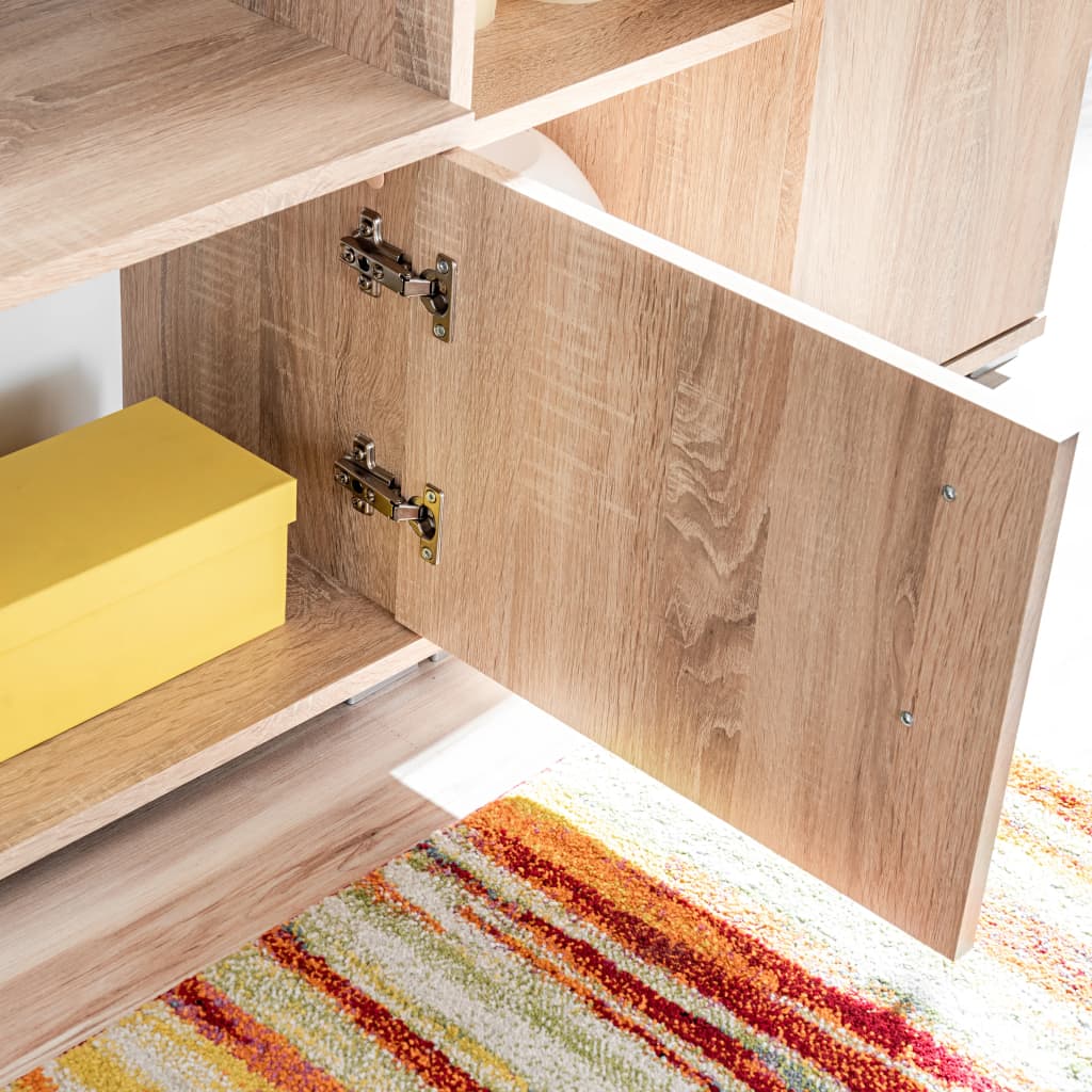 Mueble de salón de pared para TV con luces LED roble Sonoma