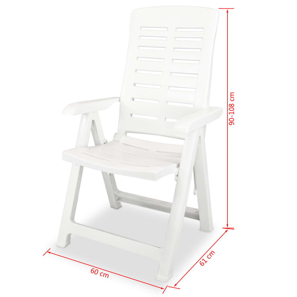 Juego de comedor de jardín 5 piezas plástico blanco