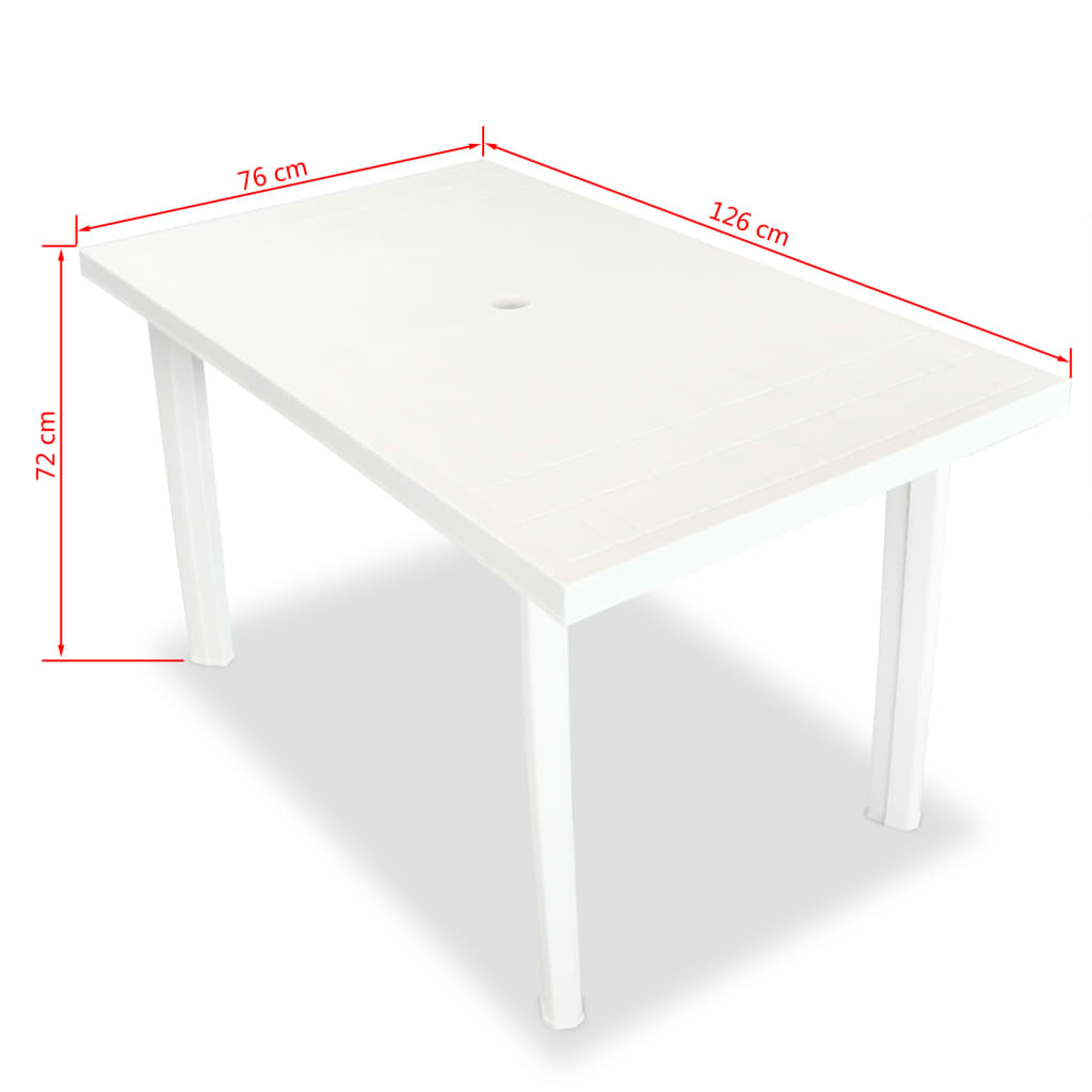 Juego de comedor de jardín 5 piezas plástico blanco