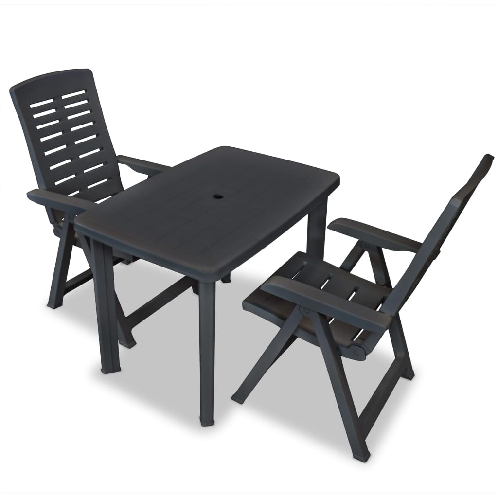 Conjunto de mesa e cadeiras de bistrô de jardim 3 peças plástico branco