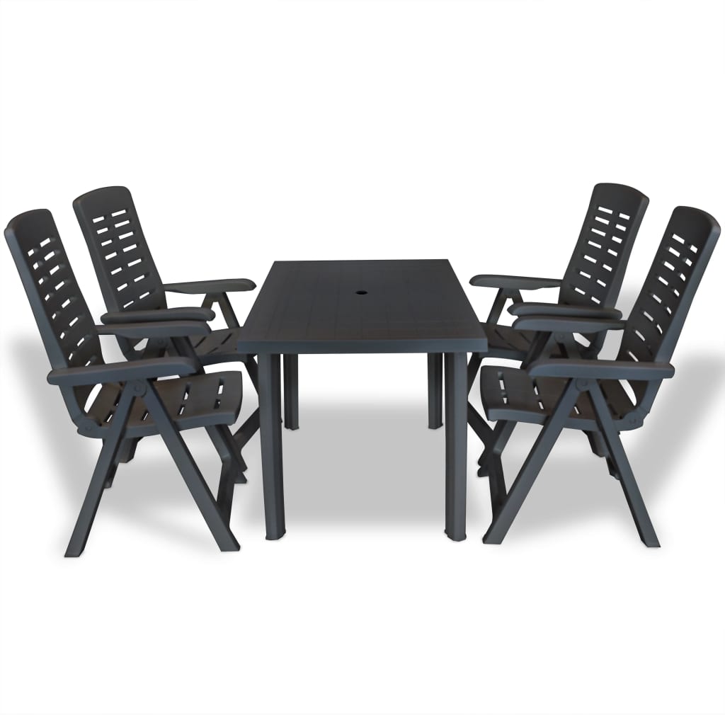 5-piece white plastic garden dining set