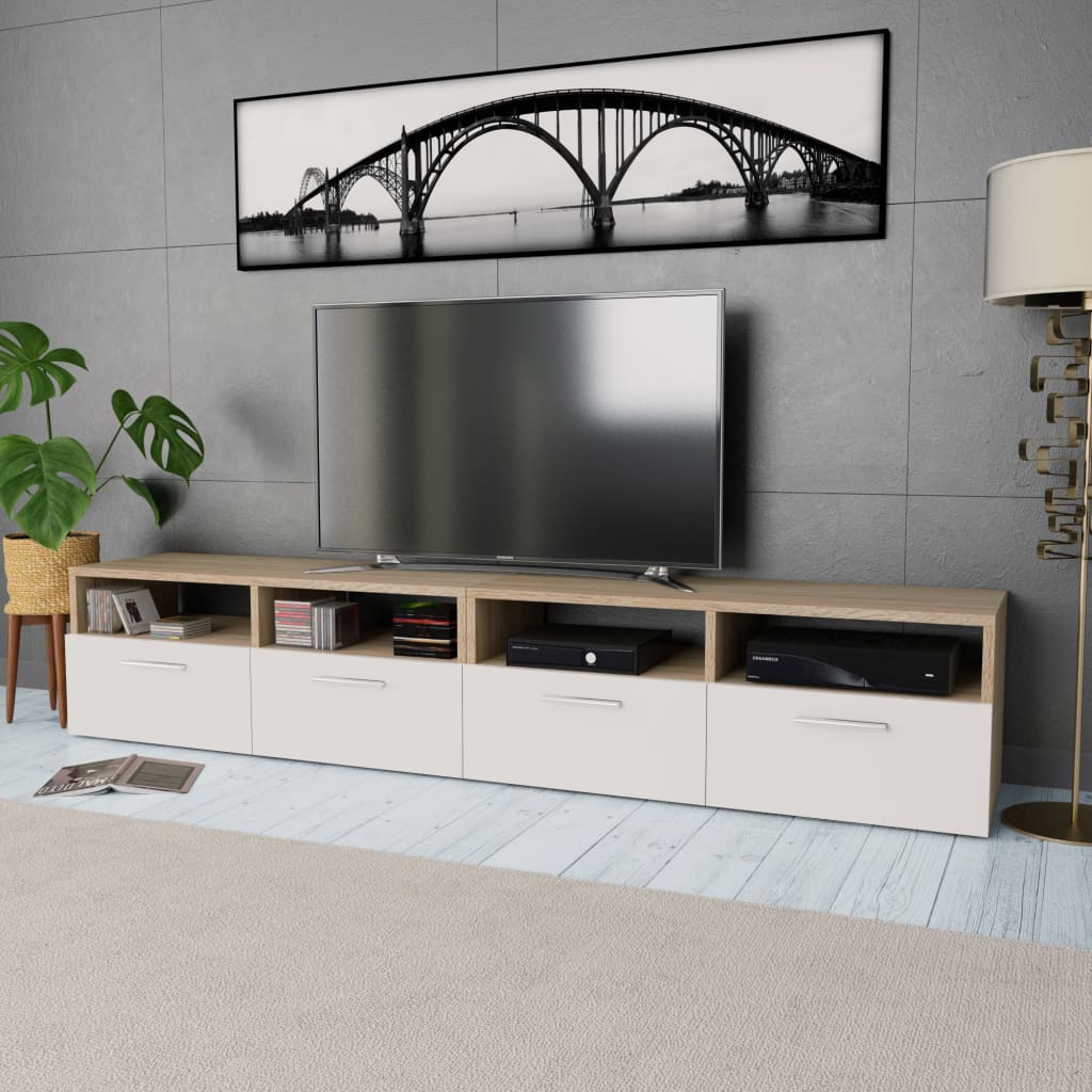 Mueble de TV 2 piezas madera de ingeniería roble 95x35x36 cm