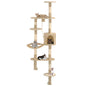 Rascador de gato de pared postes de sisal 194 cm beige y marrón