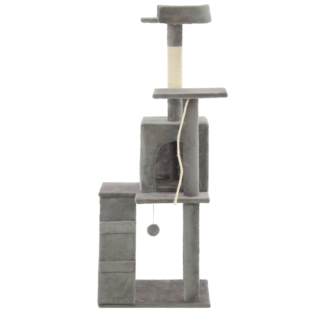Rascador para gatos con poste de sisal 120 cm gris